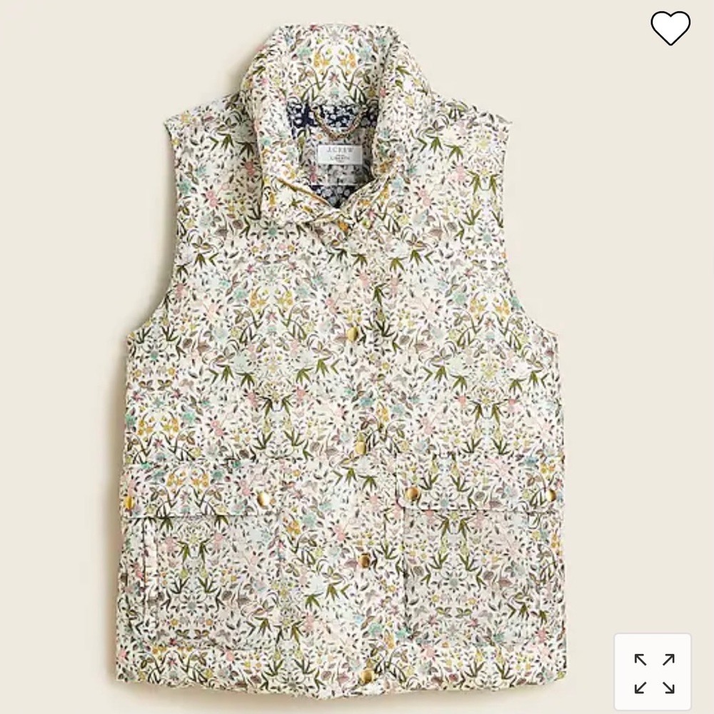 Beautiful J Crew Puffer Vest in Liberty® Tapestry floral  Print SZ L